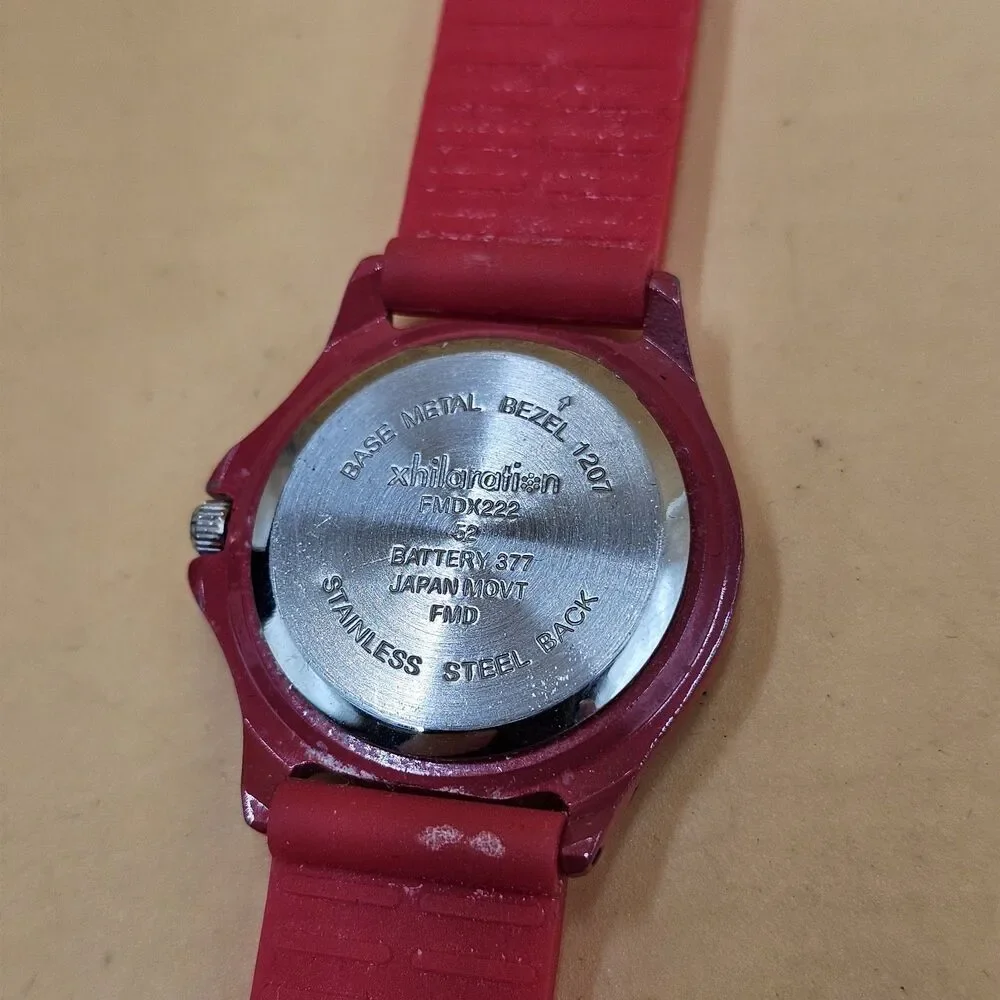 Vintage Xhileration Red & Yellow Quartz Ladies Watch Silicone Band New Battery